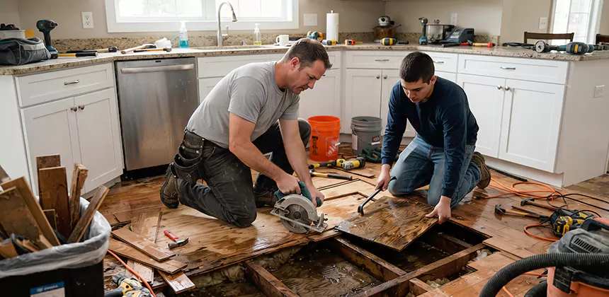 Kitchen Floor Water Damage Repair in Placentia